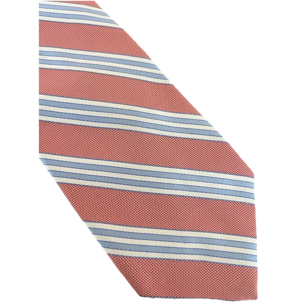 Brooks Brothers 100% Silk USA Made Neck Tie Light Red Striped REPP 60" X 3.5"